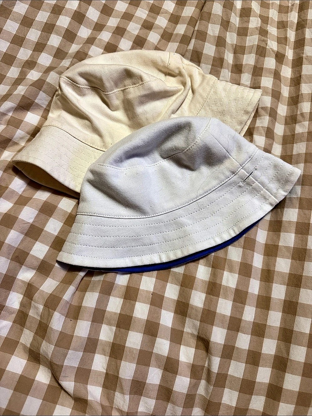 0-6 Month Bucket Hats in White & Blue Like New